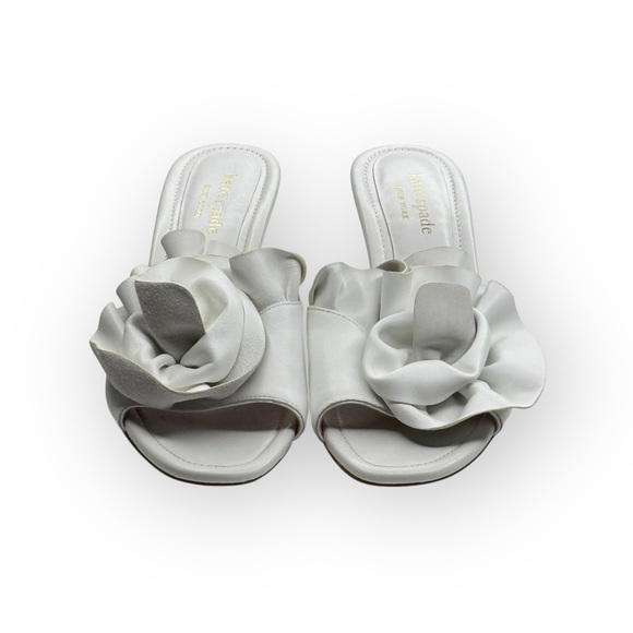 new Kate Spade KSNY ❀ Flourish Flower Accent Heel Mule Sandals ❀ White ❀ 10.5M - Picture 9 of 16